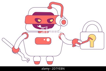 Hacker robot red linear object Stock Vector