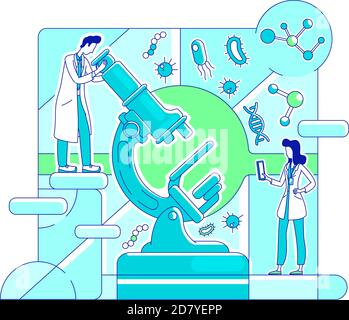 Microbiology, biotechnology thin line concept vector illustration Stock Vector
