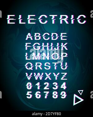 Electric glitch font template Stock Vector