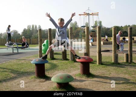 Eglington Country Park, Kilwinning, Irvine North Ayrshire, Scotland, The local council brand new play park within the grounds of Eglington Park Stock Photo
