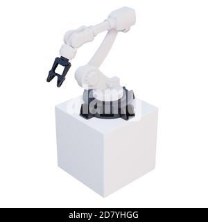 3d rendering white robotic robotic arm. Isolated included clipping path Stock Photo