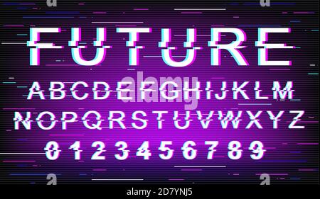 Future glitch font template Stock Vector