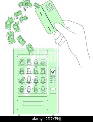 Contactless micropayment thin line concept vector illustration Stock Vector