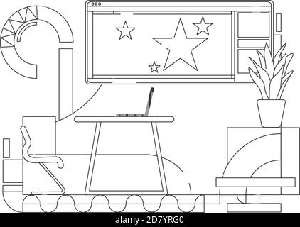 Team leader modern workplace outline vector illustration Stock Vector