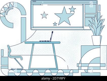 Company team leader workplace outline vector illustration Stock Vector
