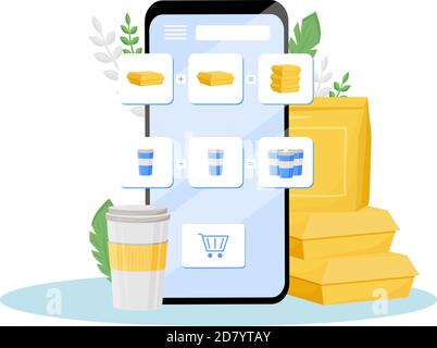 Online grocer special offer flat concept vector illustration Stock ...