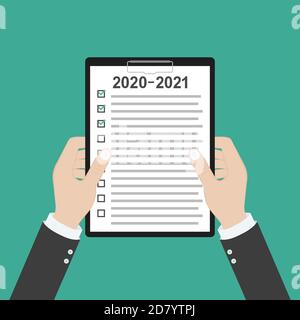 2020 - 2021 new year resolution and target business check list together planning Stock Vector