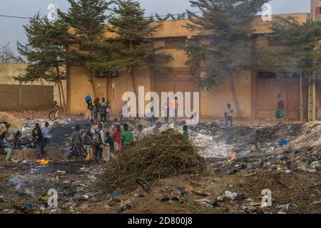 Rubbish dump sites for Bamako, Mali, many children can be found collecting metals and plastic Stock Photo