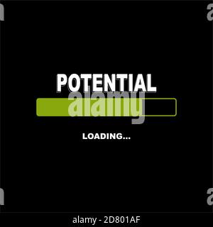Potential Loading text and progress bar isolated on black background Stock Vector