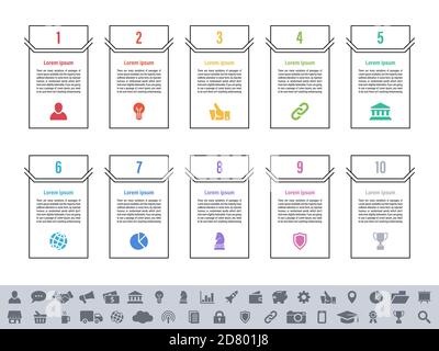 Infographic design business concept vector illustration with 10 steps or options or processes represent work flow or diagram or web button banner Stock Vector