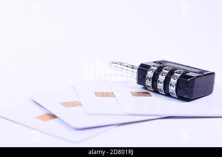 padlock on credit card, Internet data privacy information security concept Stock Photo