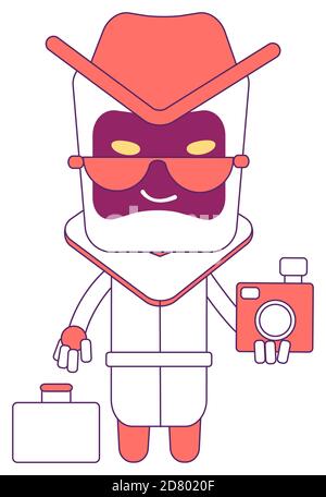 Detective robot with camera red linear object Stock Vector