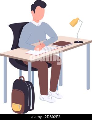 School rucksack semi flat RGB color vector illustration Stock Vector ...