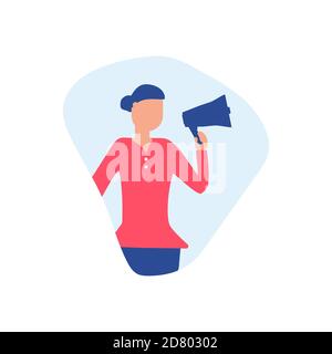 Women and loudspeaker Stock Vector