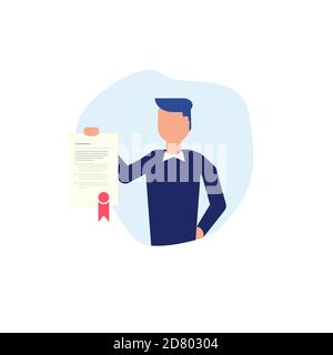 Man and diploma Stock Vector