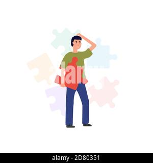 Man with puzzle piece Stock Vector