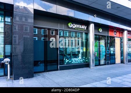 DNA Research. The offices of Genuity Science in Pearse Street, Dublin, Ireland. The company is involved in the collection of DNA to fight disease. Stock Photo
