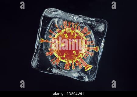 Virus inside ice cube Stock Photo