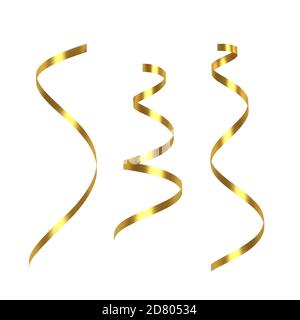 Golden serpentine ribbon isolated white background. Vector illustration. Stock Vector