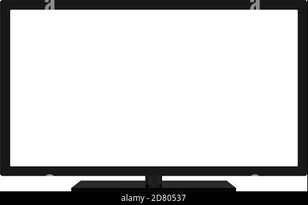 isolated OLED black flat smart wide TV and black screen on white ...