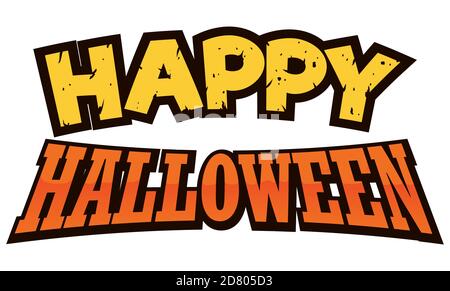 Eroded and glossy sign wishing you a happy Halloween, isolated over white background. Stock Vector