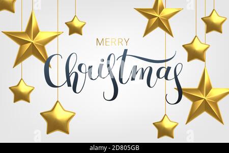 Realistic background Gold stars in realistic style on white background. Stock Vector