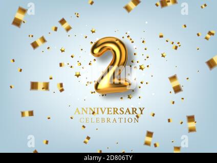 2th Anniversary celebration. Number in the form of golden balloons. Vector illustration. Stock Vector