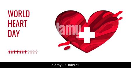 World donor day vector illustration for posters or invitations, medical design with 3d paper cut shapes. Stock Vector