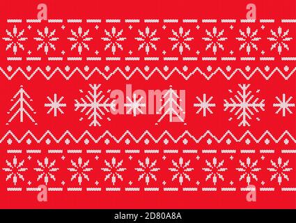 Red seamless Christmas pattern. A knitted texture Stock Vector