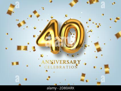 Happy 40th Anniversary Celebration with Golden Confetti and Spotlight