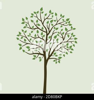 Beautiful simple tree. Minimalist design style in color. Ideal for children's room or as a template or background. Stock Vector