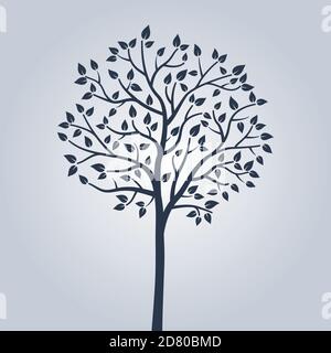 Beautiful simple tree. Minimalist design style in black color. Ideal for children's room or as a template or background. Stock Vector