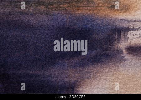 Abstract art background navy blue colors. Watercolor painting on canvas with indigo gradient. Fragment of dark beige artwork on paper with pattern. Te Stock Photo