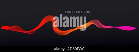 Abstract modern design with trendy gradient flowing line waves on dark background for design brochure, website, flyer. Vector illustration. Stock Vector