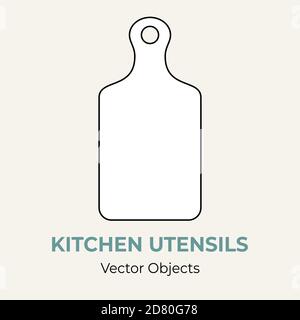 Cutting chopping board cookware simple form vector illustration. Vector line illustration isolated logo icon restaurant Stock Vector