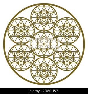 A mandala made up of ornaments of Japanese Kumiko art.Brown color. Stock Vector