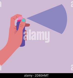 vector illustration of a hand with a spray can. Stock Vector