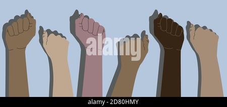 Human hands with clenched fists Stock Vector