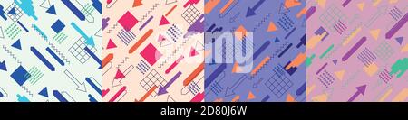 Memphis vector seamless pattern set Stock Vector