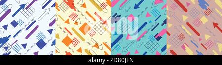 Memphis vector seamless pattern set Stock Vector