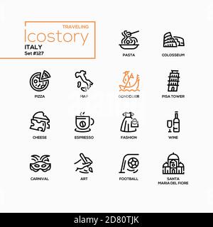 Italy - modern line design style icons set Stock Vector