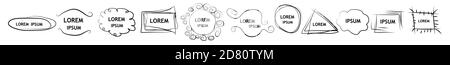 Set of black frames from lines. Vector illustration Stock Vector