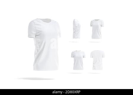 Blank white women t-shirt mockup, different views Stock Photo