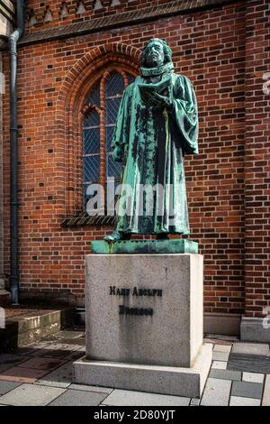 Statue Hans Adolph Brorson in Ribe, Denmark Stock Photo
