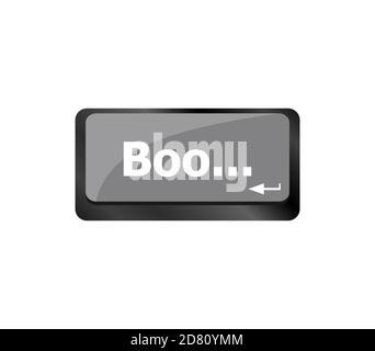 boo word on computer enter keyboard keys Stock Photo