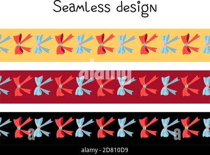 Trending colors New Year and Christmas 2021. Festive ribbon for gift wrapping. Seamless border, tape repeating Stock Vector