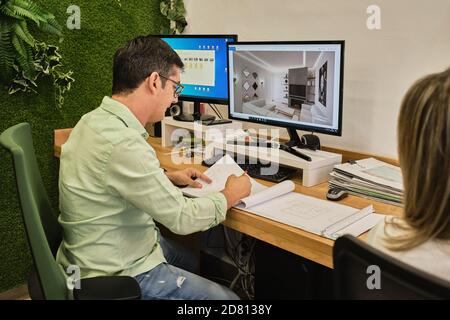 young man working in his studio Stock Photo