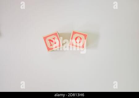 wood blocks spelling out the word no Stock Photo