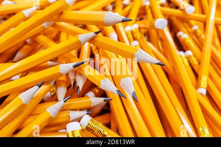 Many pencils piled in a big pile Stock Photo