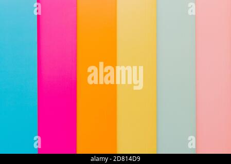 Top view Collection of colorful 6 papers lying on the table. Stock Photo